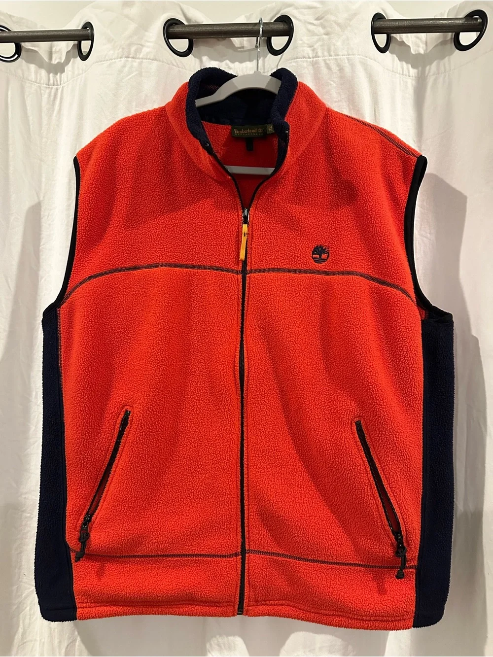 Timberland Red Fleece Vest with Navy Panels